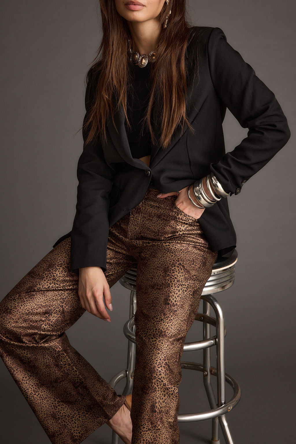 After Hours Coated Leopard Pants
