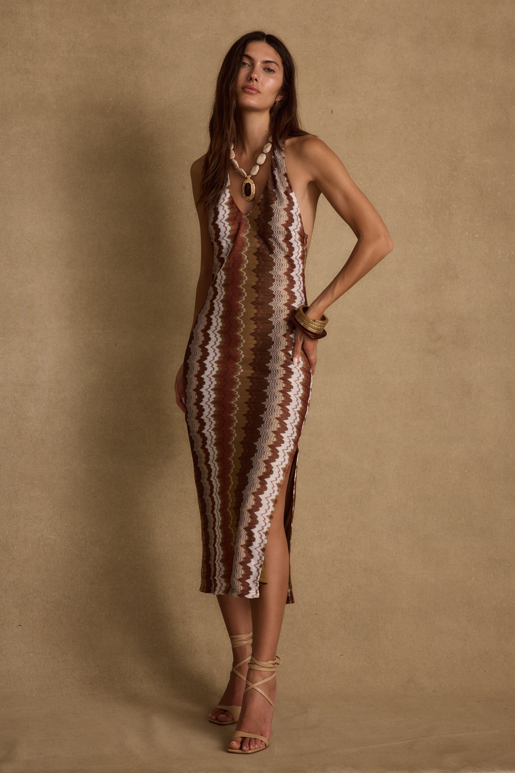 Arista Chevron Halter Maxi Dress