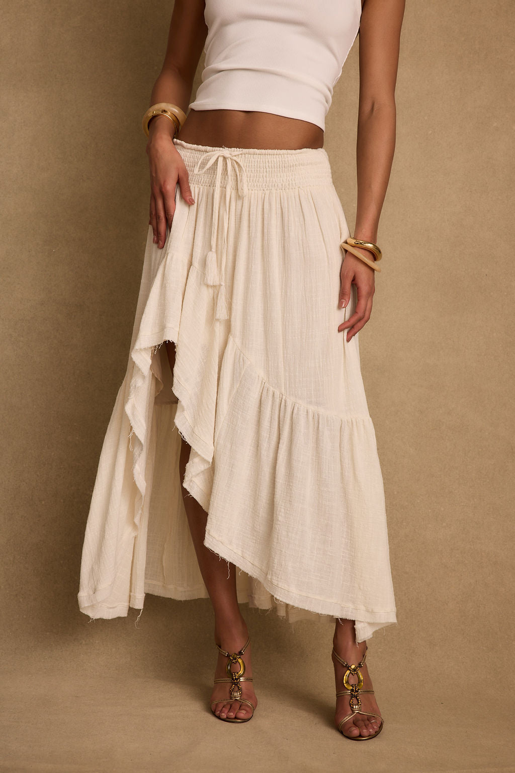 Calista Ivory High Low Maxi Skirt