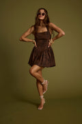 Chocolate Rouge Drop Waist Halter Mini Dress