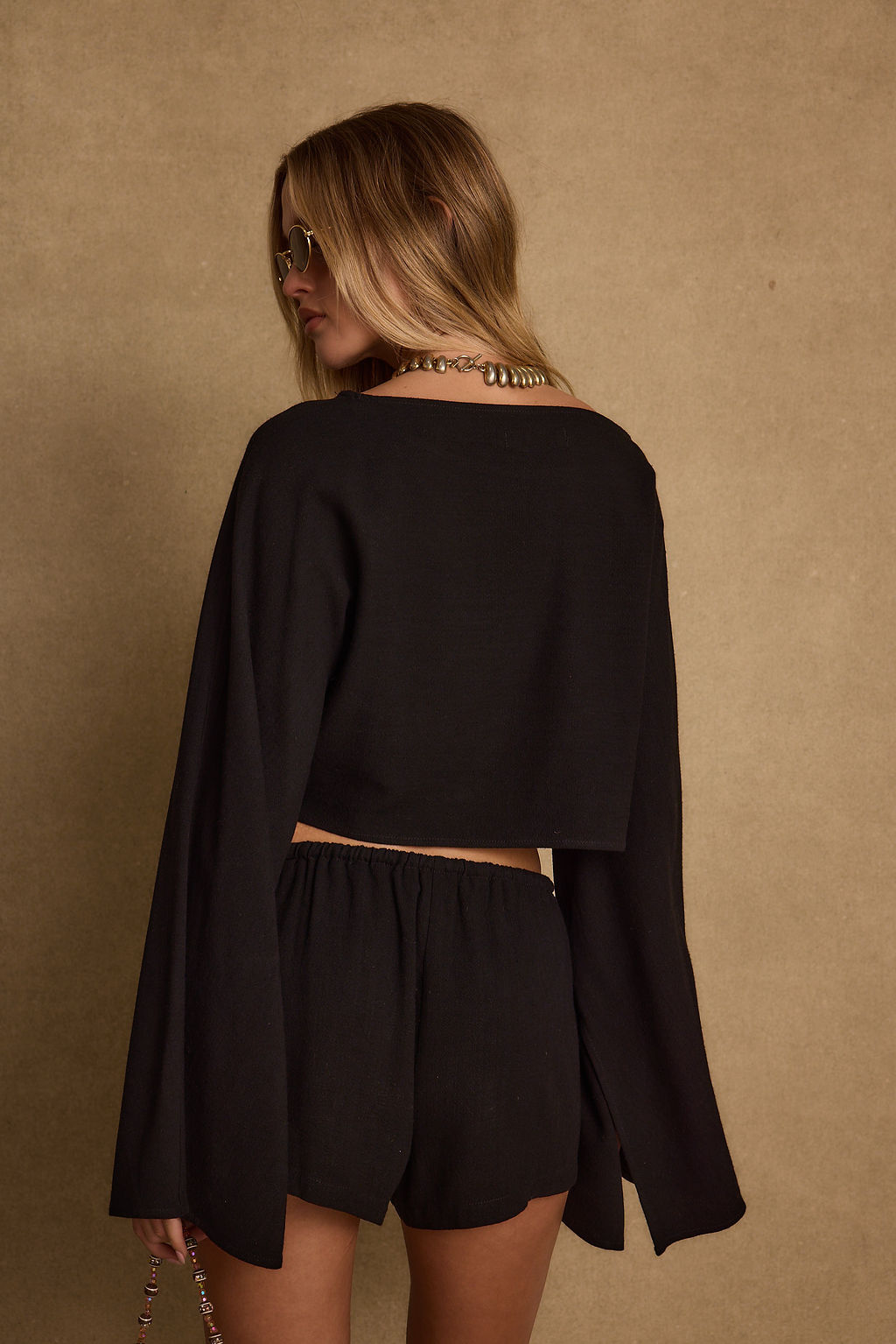 Clear Breeze Black Linen Top