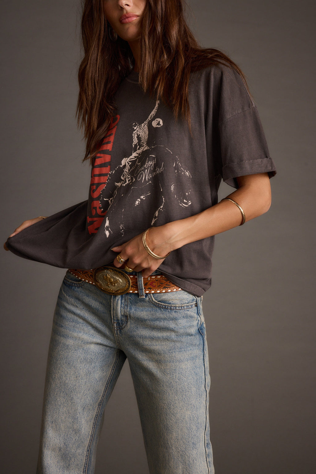 Callie Charcoal Oversized Graphic Tee