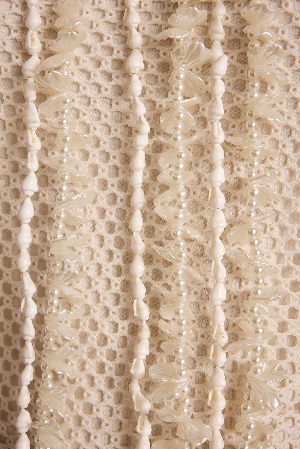 Daya Ivory Shell Embellished Halter Top