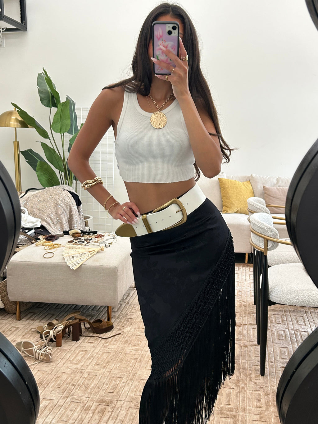 Jasper White And Gold Statement Belt